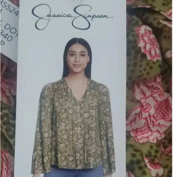 JESSICA SIMPSON Green Leslie Boho Long Flare Sleeve, Size XL, New with Tag - Picture 5 of 5